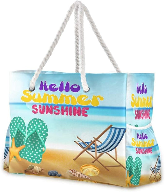 senya Large Beach Shoulder Bags Canvas Tote Water Resistant for Gym Travel Daily