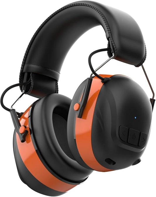 Bluetooth 5.4 Hearing Protection Headphones with 120H Working Time, 30dB SNR, Superior Stereo Sound Quality, Larger Buttons for Easy Operation, Safety Ear Muffs for Lawn Mowing, Workshops