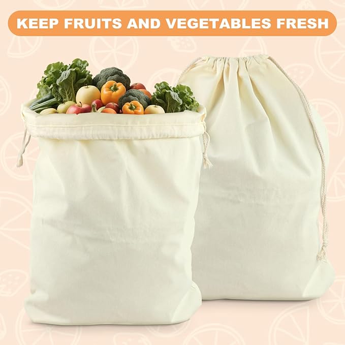 2-Pack Cotton Drawstring Storage Bags - Versatile Organizer for Shoes, Travel & Home, Breathable Fabric, Matching Size Set (19"x24"), Durable Reusable Pouches