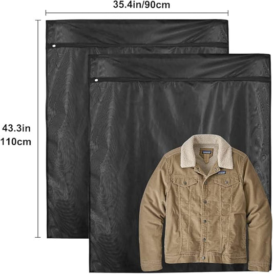 2Pcs Extra Large Mesh Laundry Bags for Washing Machine - Ideal for Delicates, Blankets, Sheets, Bedding, Toys, Pet Items - Zippered Mesh Bags for Travel, Storage, Dorms, Home (43 x 35 Inches)