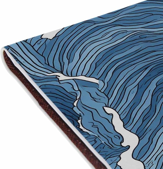 Wave Passport Holder for Travel Japanese Abstract Blue White Surf PU Leather Passport Cover Wallet Cute Passport Card Holder for Women and Men