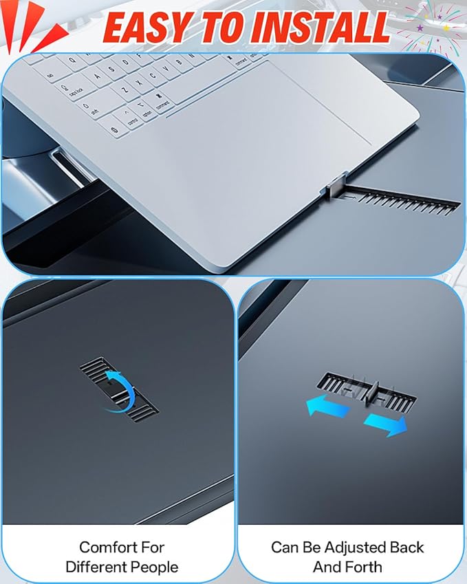 Portable Large Steering Wheel Tray Table for Car - Adjustable Laptop Holder Desk & Food Trays, Car Tray That Fits Over Steering Wheel Cover, Eating Food & Working, Driver Office Accessories