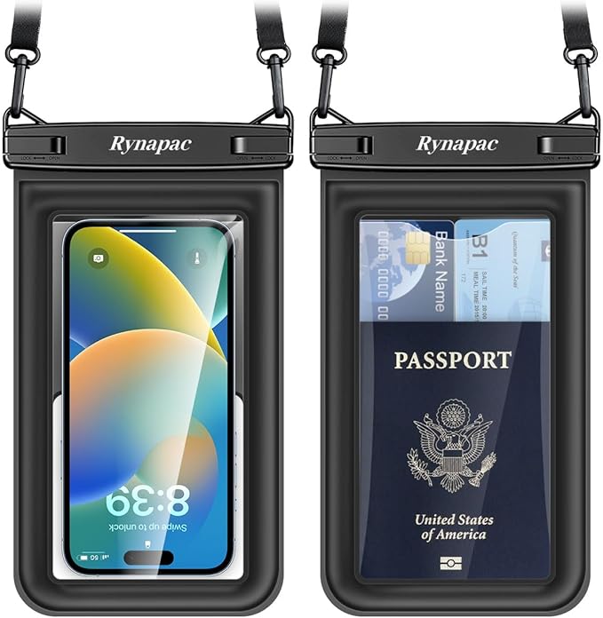 [Up to 8.5"] Floating Waterproof Phone Pouch 2 Pack - Floatable Waterproof Phone Case with Lanyard for iPhone 16 15 Pro Max, Galaxy S25 S24 Ultra, IPX8 Cellphone Dry Bags, Beach Vacation Essentials