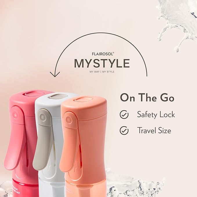 FLAIROSOL MyStyle, Spray Bottle for Hair- 3 Pack Small Travel Spray Bottle, Ultra Fine Continuous Water Mist for Face, Hairstyling, Salon, Cleaning, Beauty, Toners, Hydration & Makeup, 3.04oz / 90ml