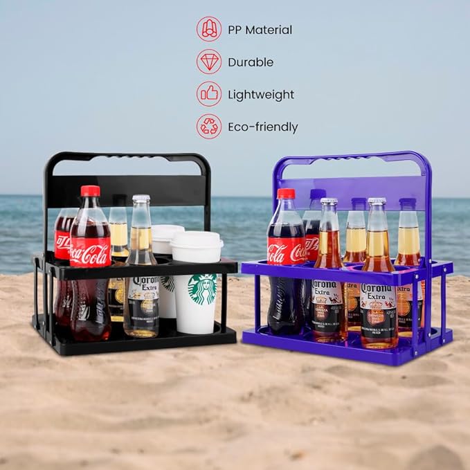 musbus Reusable Drink Carrier with Handle for Food Delivery Drivers, Portable Cup/Coffee Holder Accessories for Delivery, Foldable Drinks Caddy with Tray, Car Durable Plastic Festive Bottle, Vacation
