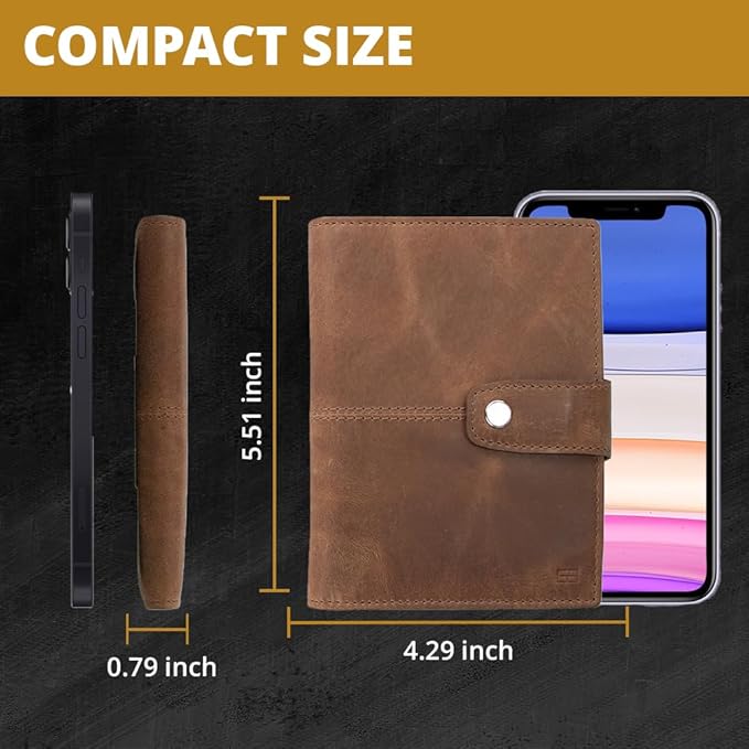 GARZINI Passport Holder with AirTag, Passport Wallet with RFID, Travel Accessories, Travel Document Holder with ID Window, Leather Passport Holder for 7 Cards, Brushed Brown