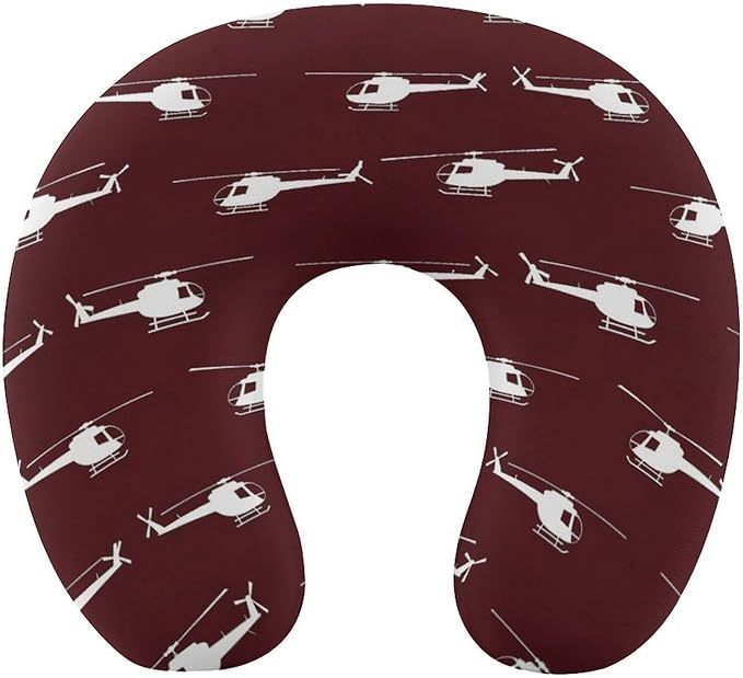 Chin Support Travel Pillow Memory Foam U Shaped Cushion Unique Design Helicopter, Breathable Washable Cover for Men Women Airplane Car Sleep