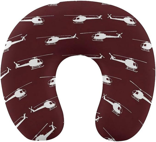 Chin Support Travel Pillow Memory Foam U Shaped Cushion Unique Design Helicopter, Breathable Washable Cover for Men Women Airplane Car Sleep