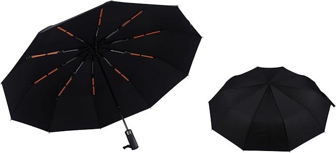 46 Inch Compact Umbrellas for Rain - Travel Small Umbrella - Automatic Folding Umbrella - Windproof Portable Umbrella, Double 10-rib
