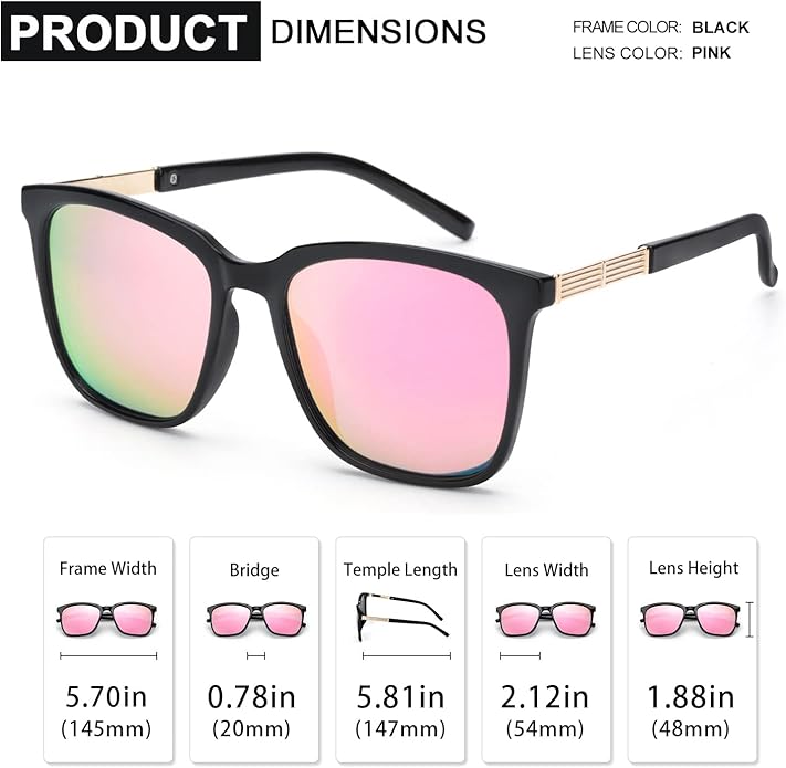 SIPHEW Oversized Square Sunglasses for Women|Lightweight Fashion Sunglasses 100% UV400 Protection|Trendy Mirrored Shade