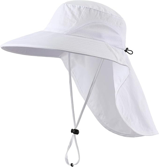 Home Prefer Outdoor UPF50+ Sun Hat Wide Brim Mesh Fishing Hat with Neck Flap