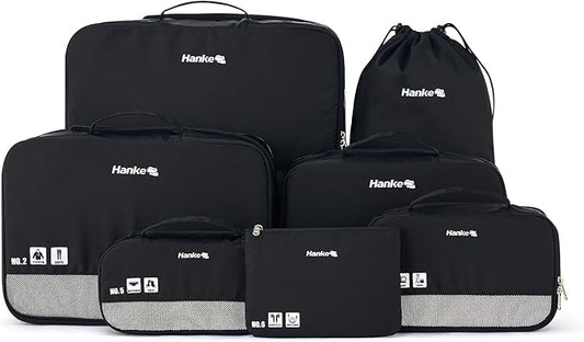 Packing Cubes for Travel, Hanke 7 Set Packing Cubes with Double Zipper,Compression Travel Bags Expandable Design,Durable Packing Organizers for Suitcase Backpack and Carry-On