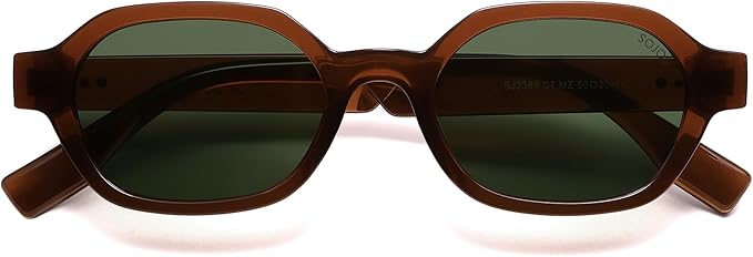 SOJOS Retro Polarized Hexagon Sunglasses for Women Men, UV400 Trendy Rectangle 70s 80s 90s Shades SJ2389
