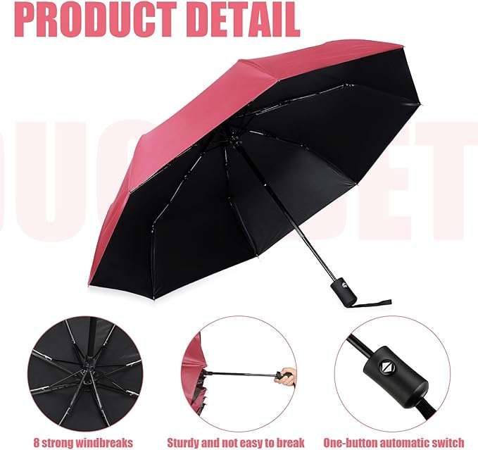 Kajaia 4 Pack Umbrellas Compact Windproof, Automatic Open and Close Folding Rain Umbrella Collapsible for Men Women Travel