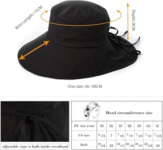Comhats S/M/L/XL/XXL Womens Summer Flap Cover Cap Cotton UPF 50+ Sun Shade Hat with Neck Cord