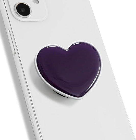OnTheGrip Cute Solid Macaron Color Heart Shape Collapsible Mobile Phone Grip Stand Holder for Smartphone Tablet Cell Phone Accessory (Purple)