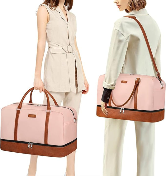 IBFUN Weekender Bags for Women, 21" Weekender Travel Bag, Travel Duffle Bag with Shoe Compartment Carry on Overnight Duffel Bag for Weekend Travel Business Trip, 3PCS