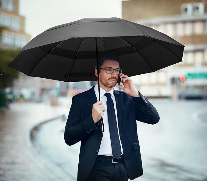 G4Free 42/46/54/62 Inch Large Golf Umbrella Compact Reverse Travel Umbrella 10 Ribs Windproof for Rain Double Canopy Automatic Open Close