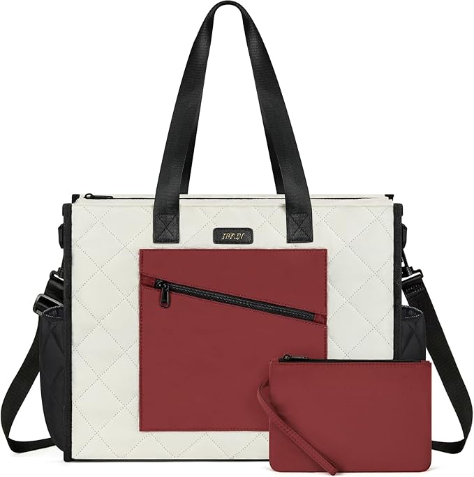 IBFUN Utility Tote Bag with 14/24 Pockets Zip Top Teacher Tote Bag for Teacher/Work Women