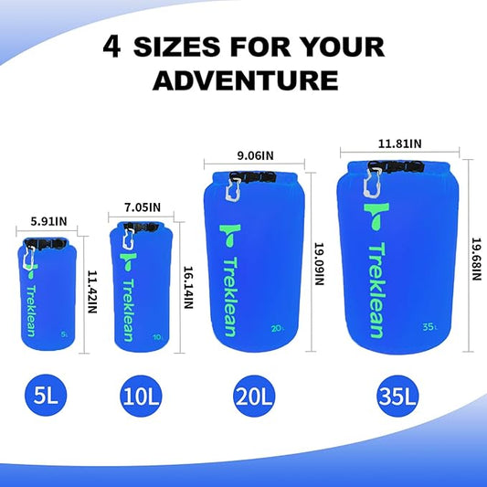 Lightweight Dry Bags Waterproof for Kayaking,5L/10L/20L/35L Roll Top Dry Sack Waterproof Bags for Travel Boating Camping Beach(Blue, 20L)