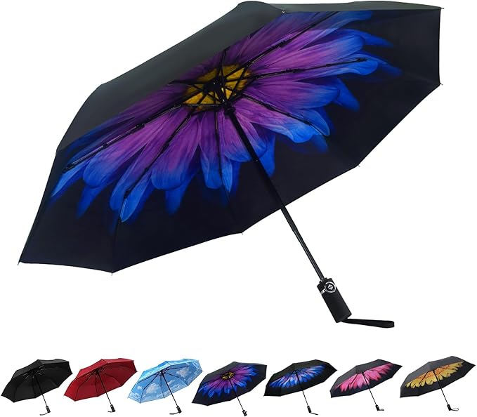 SY COMPACT Travel Umbrella - Windproof Automatic Compact Umbrella, Lightweight Waterproof Design for Backpack, Car & Purse