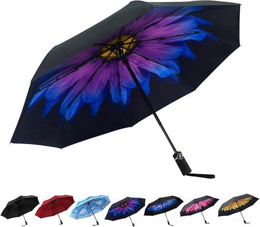 SY COMPACT Travel Umbrella - Windproof Automatic Compact Umbrella, Lightweight Waterproof Design for Backpack, Car & Purse