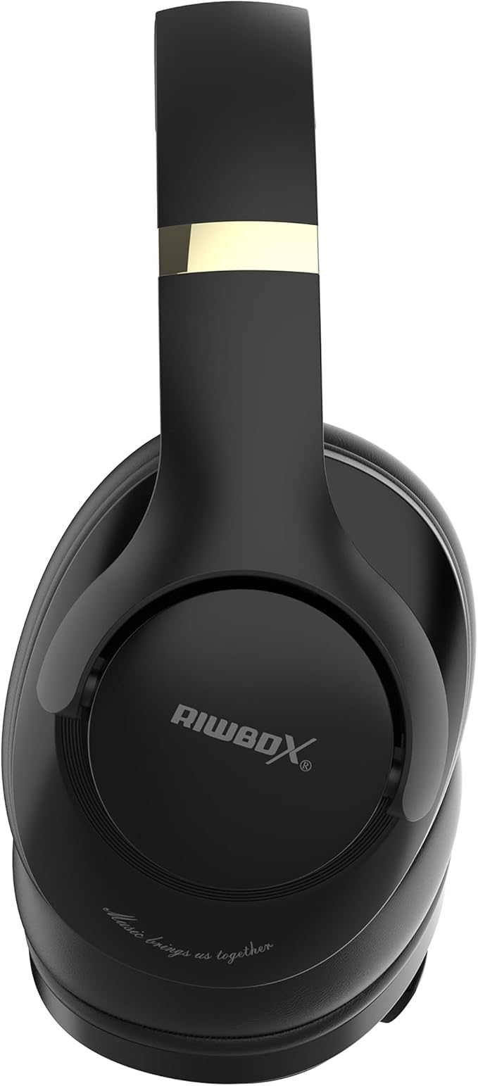 Riwbox NC3 Noise Cancelling Headphones,Bluetooth Over Ear Wireless Headphones,60H Playtime,Hi-Res Audio, Foldable,Bluetooth V5.4,Comfort&Immersion for Work,Commuting (Black)