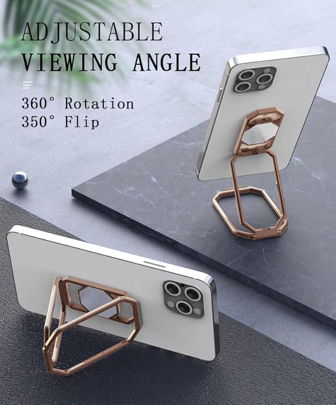 Phone Ring Holder Finger Kickstand Cell Phone Grip 360° Foldable Phone Stand Metal Phone Back Grip for Magnetic Car Mount Phone Kickstand Attachment Compatible with Most Smartphones
