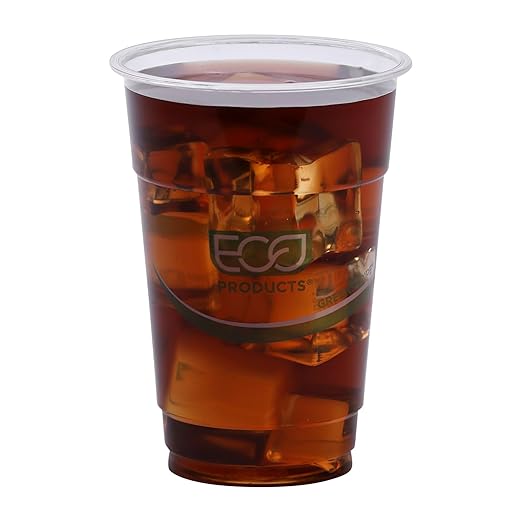 ECO PRODUCTS GreenStripe Clear Compostable 10oz PLA Plastic Cups, Case of 1000, Disposable Renewable Plant-Based Cold Cups, For Cold Drinks & Snacks, BPI Certified, ASTM Compliant.