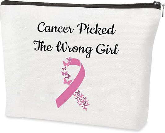 Breast Cancer Awareness Cosmetic bag Breast Cancer Survivor Gifts Pink Ribbon Cancer Accessories for Women Motivational Gifts for Wife Girlfriend Sister Make up Bag Thoughtful Gift for Patients Women