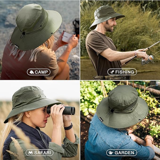 GearTOP Safari Hat for Men Sun Hats for Women UV Protection UPF 50+ Fishing, Gardening, Hiking Hat (22-23 1/2")