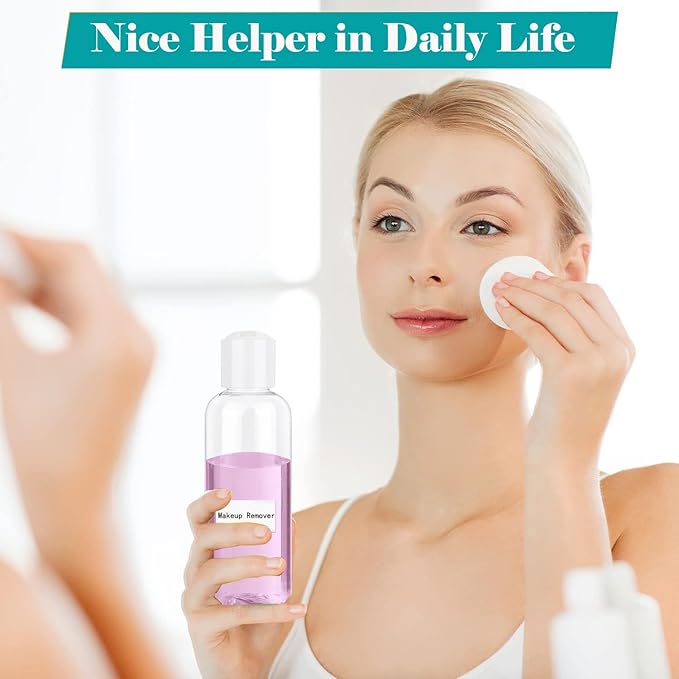 Clear Toiletry Travel Bottles, 3.4oz/100ml TSA Approved Empty Containers with Toiletry Bag - Cosmetic Kit with Labels for Shampoo, Conditioner, Lotion, and Airplane Accessories(4Pack, White)