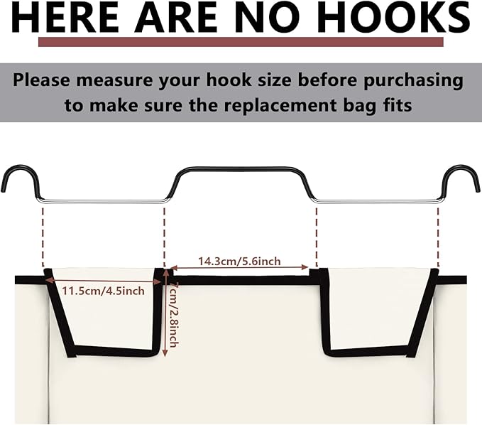 Bonuci 3 Pcs Laundry Sorter Replacement Bags Hamper Cart Removable Replacement Laundry Storage Organizer Bag Hamper Liner, No Hooks 14.76 x 8.66 x 21.65 Inch (Beige)