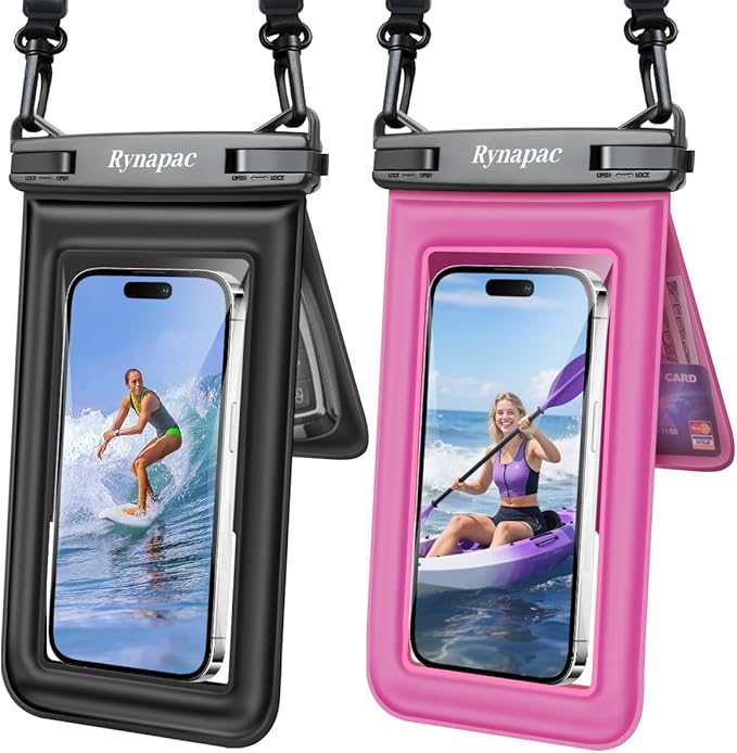 [Up to 8.5''] Waterproof Phone Pouch Floating, Double Bags Waterproof Phone Case with Lanyard for iPhone 16 15 Pro Max, Galaxy S25 S24 Ultra, IPX8 Cellphone Dry Bag Beach Cruise Ship Essentials 2 Pack