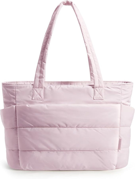 BAGSMART Tote Bag for Women, Lightweight Puffy Tote Bag with Compartments Shoulder Bag Handbag for Travel, Work, Gym