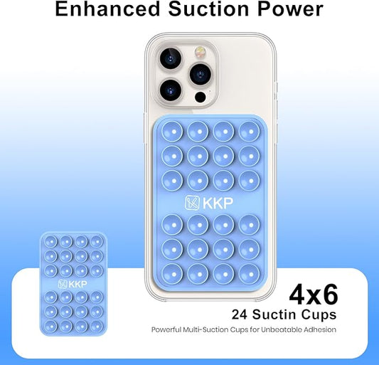 KKP Classic MAX - Silicone Suction Phone Case Adhesive Mount - Hands-Free, Strong Grip Holder for Selfies and Videos - iPhone and Android Compatible - 2.6″ x 3.9″
