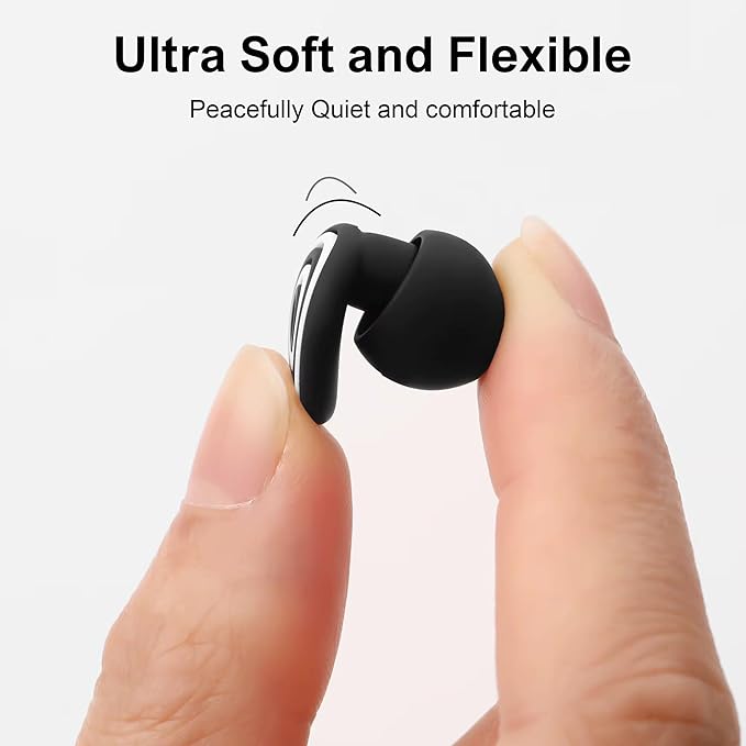 ROMI Ear Plugs for Sleeping & Snoring – 33 dB Noise Cancelling Silicone Earplugs for Concerts, Travel & Work – Reusable & Washable with Carrying Case + Adjustable Fit (4 Sizes XS/S/M/L)
