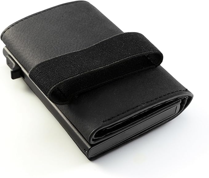 NIID Wallet for Men,Minimalist Front Pocket Wallet for Men - RFID Blocking Leather Bifold with Pop Up Card Holder, 2 ID Windows, Money Clip & Gift Box (Black)