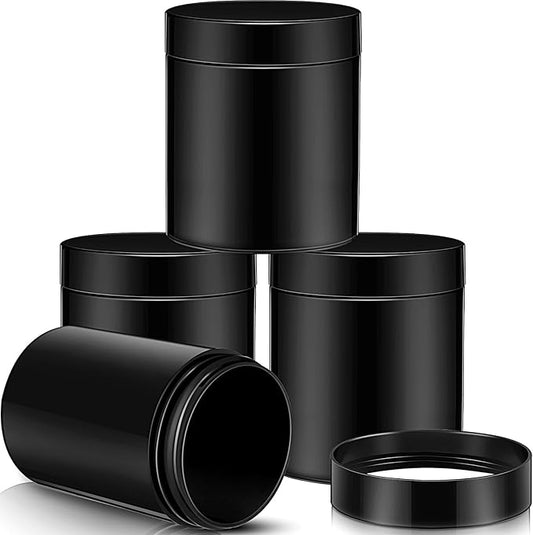 SATINIOR 12 Pack 8 oz Plastic Container Jars with Lids Round Clear Travel Cosmetic Container Slime Jar for Toiletries, Lotion, Cream, Ointment, Makeup, Rhinestone, Sample, Kitchen Storage(Pure Black)