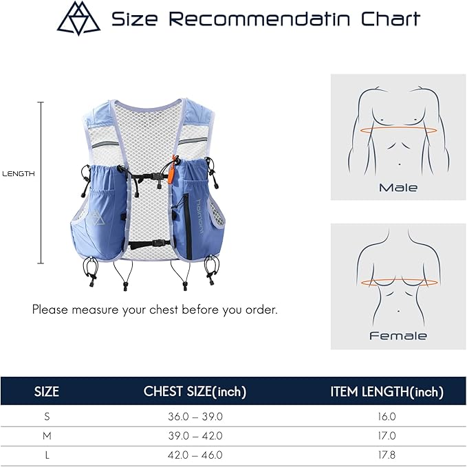 Haimont Running Hydration Vest with Water Bottles for Men Women, Lightweight 10L Hydrated Vest Pack for Trail Running, Hiking