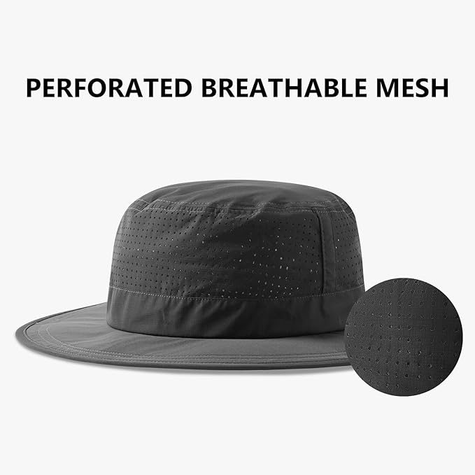 UPF 50+ Bucket Sun Hat with Laser Perforated Mesh Cooling Adjustable Breathable Lightweight for Outdoor Men Women
