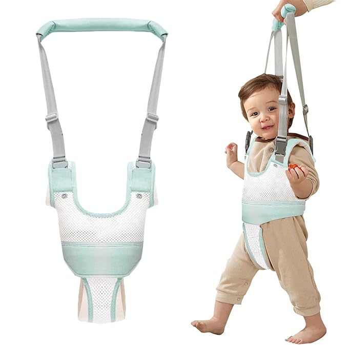 Baby Walker Breathable Baby Walking Harness Handheld Kids Walker Helper Toddler Infant Walker Harness Assistant Belt Pulling and Lifting Dual Use Walking Assistant Strap (Green 1)