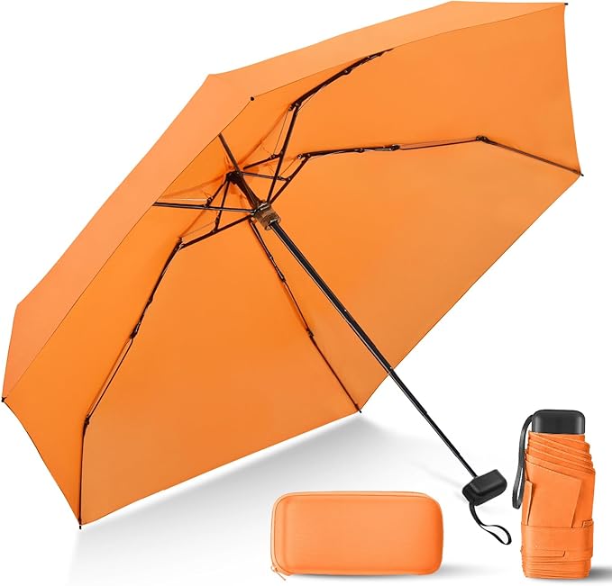 LEAGERA Compact Travel Umbrella with Case - Mini Umbrella for Purse, Small Lightweight &Tiny Design Perfect for Parasol Outdoor Sun&Rain Umbrellas