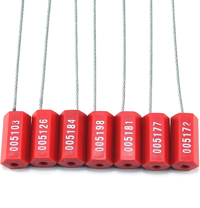 1000 Red Steel Cable Seals Metal Security Seals Tamper Resistant Seals Numbered Security Tags Safety Shipping Tags - Ties Self-Locking Padlocks for Containers Truck Trailer Tractor Cargo ISO 17712