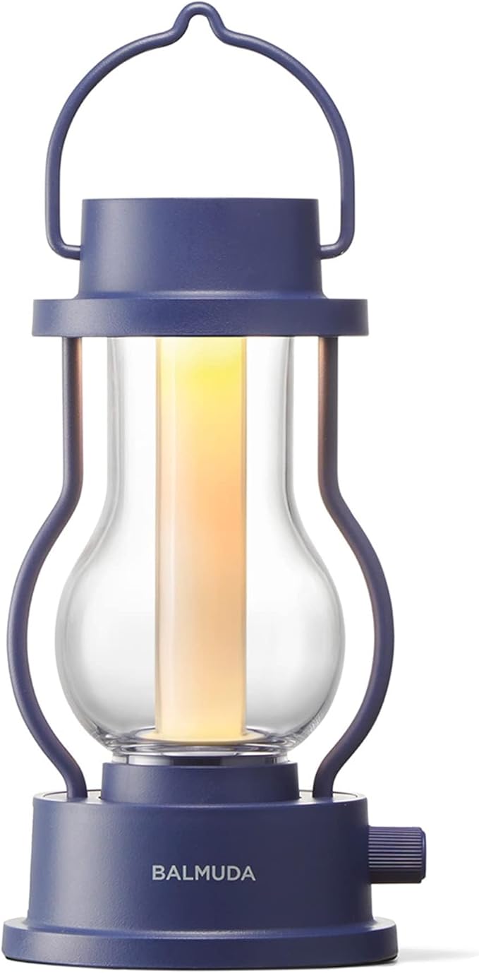 BALMUDA The Lantern | Rechargeable LED Lantern | 3 Light Modes: Candle, Amber, & Warm White | Battery Operated | Lightweight | Water-Resistant | US Version | Navy
