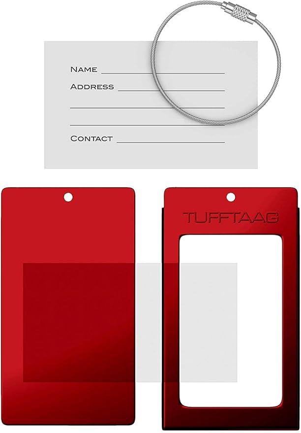 Luggage Tags Business Card Holder by TUFFTAAG - Durable Travel ID Bag Tag in Multiple Color Options, Perfect for Suitcases, Backpacks, and Carry-Ons, Easy Identification, Secure and Stylish