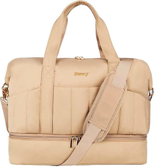 Weekender Bag, Large Travel Duffel Bag for Women, Carry on Overnight Bag with Shoe Compartment and Toiletry Bags