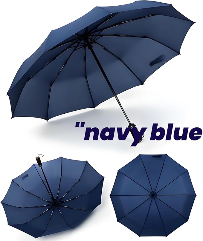 SIEPASA Windproof Travel Compact Umbrella-Automatic Umbrellas for Rain-Compact Folding Umbrella, Travel Umbrella Compact, Windproof Umbrellas for Men Women Teenage.(Navy Blue, 54 Inch)