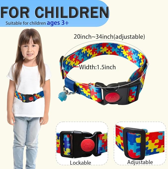 Upgraded Child Waist Harness for Kids with Autism,Special Needs,ADHD,Older Children Ages 3-12,Adjustable Waist Tether for Hands-Free Safety Walking,Walking Harness with Grab Handle Keeps Kids Safe