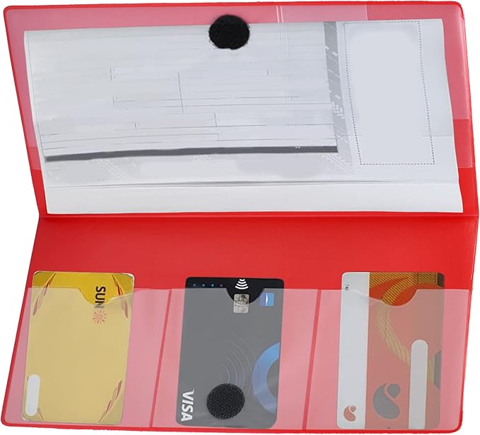 Andalus Auto Registration & Insurance Card Holder Pack of 2, Waterproof Essential Car Registration Holder with Hook & Velcro Closure, Perfect for Every Vehicles Glove Boxes (Red - 9.5" x 5.15")